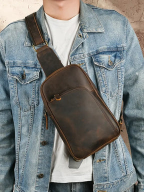 Casual Leather Chest Bag Retro