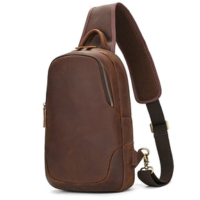 Leather Chest Bag Usb Charging