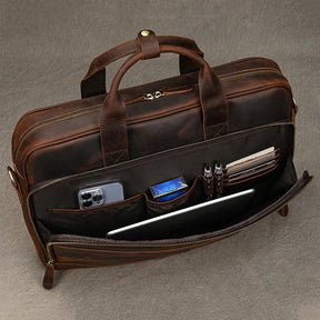 Leather Men Briefcase Vintage Business