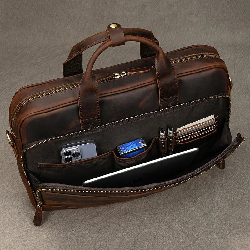 Leather Men Briefcase Vintage Business