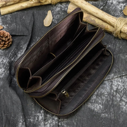 Leather Wallets Double Zip