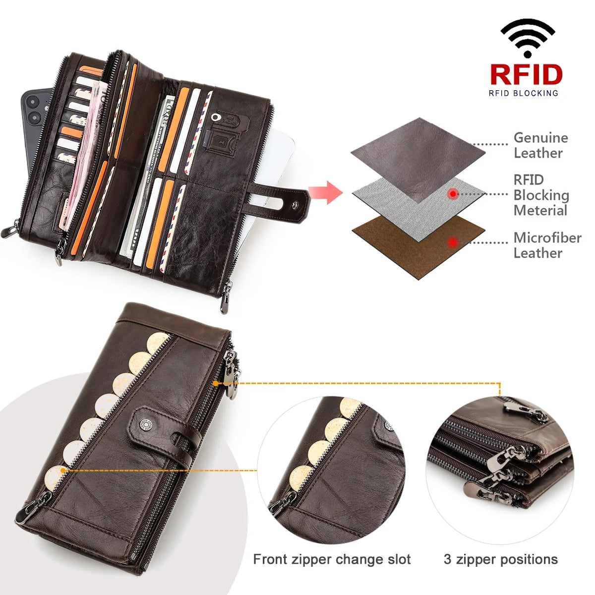 Leather Wallets Long