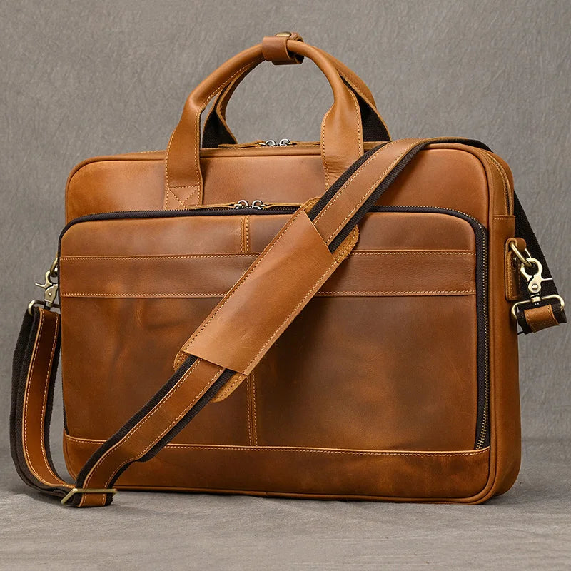 Leather Men Briefcase Vintage Business